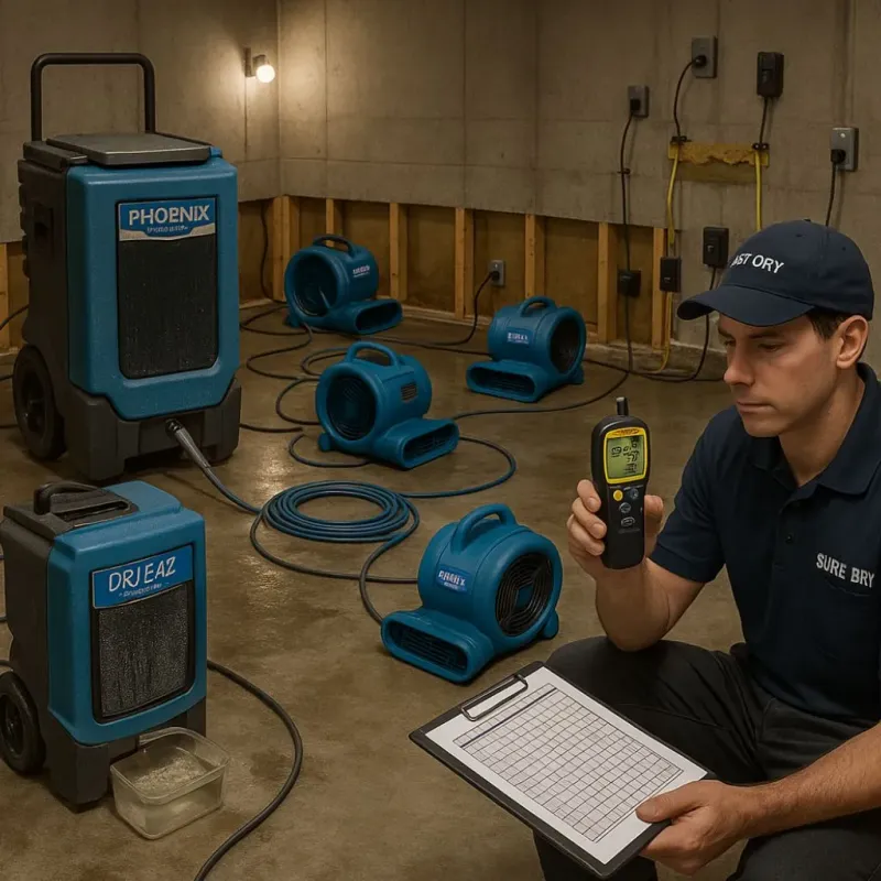 Structural Drying and Dehumidification process in Dillon County, SC
